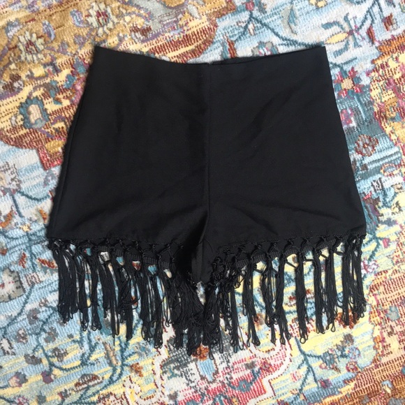 Pants - NWT Forever 21 Black Fringe Dress Shorts Size S